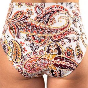 Chantelle Orange Brown and White Paisley High-Waisted Bikini Bottom